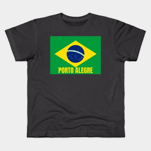 Porto Alegre City in Brazilian Flag Kids T-Shirt by aybe7elf